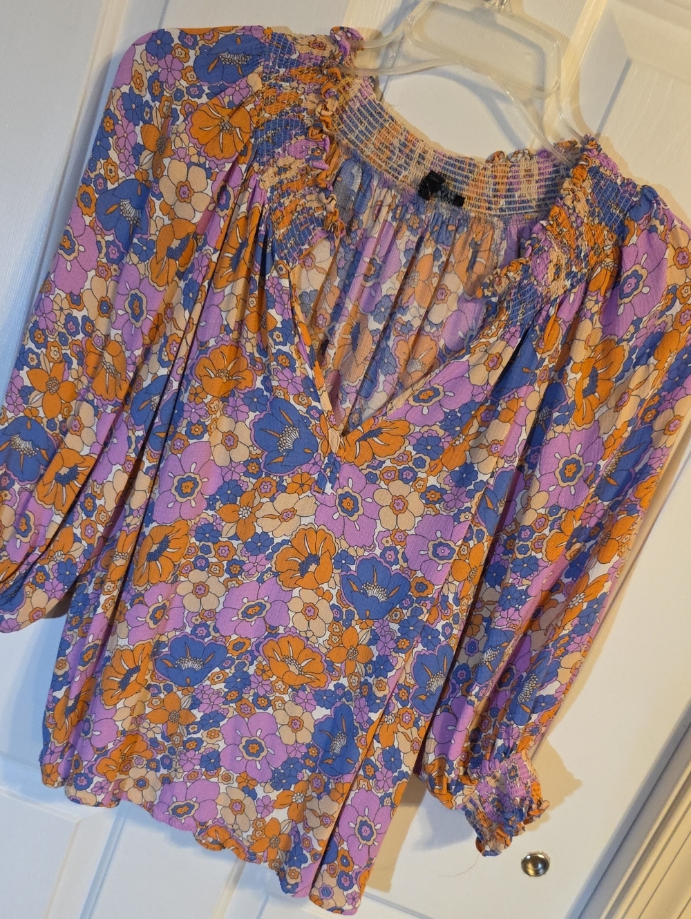 Rachel Zoe Lavender & Orange Floral Top *FREE W/ PURCHASE* T092